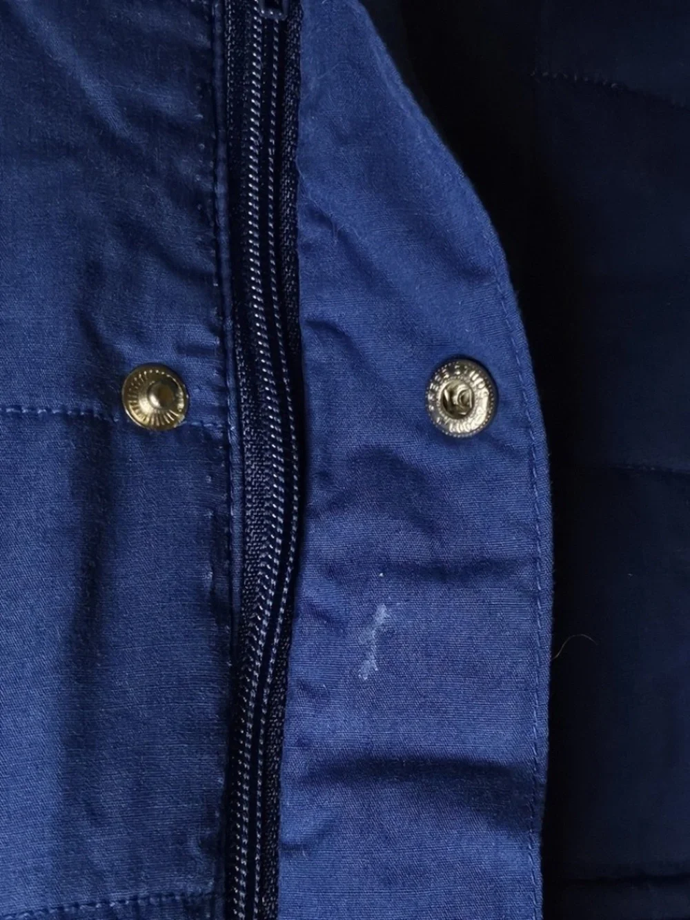 VTG Kids N Fun Navy Blue Snap Front Removable Hoodie Quilted Jacket Dog Sled 12M